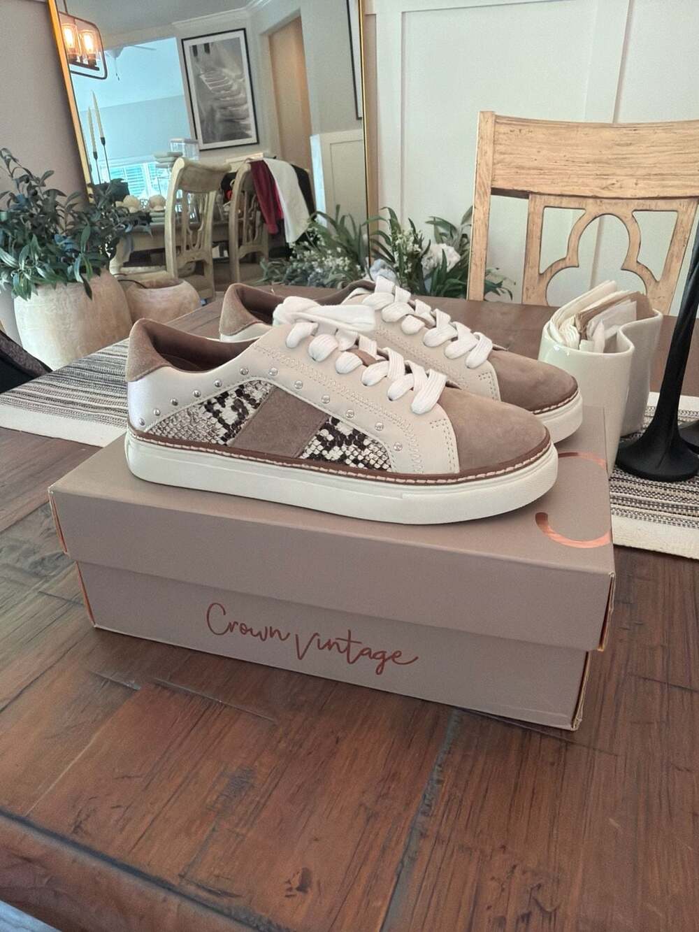 Crown Vintage Kalinda Snakeskin Suede Sneakers Size 6.5